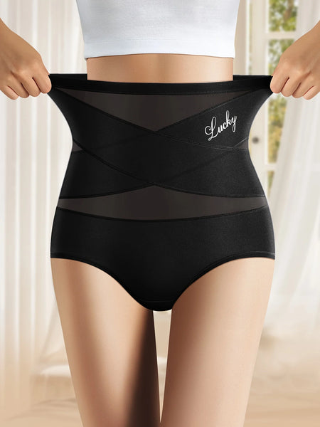 1pcs High Waisted Panties Lift Hip and Tummy Breathable Mesh Sexy Panties Cross Tummy Ice Silk Traceless