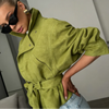 Avocado Green Lapel Jacket For Women Long Sleeve Single Breasted Solid Trench Coat Lady Spring Autumn Streetwears