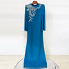 High Street Designer Party Vestido Women's Slit Sleeve Diamonds Beaded Maxi Long Dress