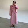Elegant Women's Woolen Overcoat Solid Lapel Double Breasted Full Sleeve Long Coat Autumn Winter Lady Outwear