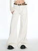 Vintage High Waist Jeans Women Solid Red Wide Leg Flare Full Length Denim Pants Streetwear