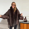Vintage Faux Fur Patchwork Women Thicken Coat Long Sleeve Belt V-neck Female Outwear Winter Lady Streetwear