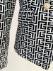 High Street Designer Jacket Women's Double Breasted Lion Buttons Geometrical Jacquard Blazer