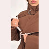 Women's Long Jackets Detachable Shawl Lace Up Waist Cinching Padded Coats Winter Lady Full Sleeve Solid Loose Coat Outerwear