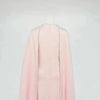High Neck Cape Sleeve Slim-Fit Maxi Dress Pearl Trim Solid Color Floor Length Modest Abaya Style Formal Occasion Women