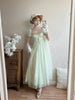 Handmade Regency Empire Waist Lolita Gown Women Green Beaded Lace Formal Dress French Elegant Party Outfit Chic Retro