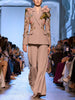 High Street Designer Runway Suit Set Women's 3D Flowers Beaded Blazer Wide Leg Pants Set