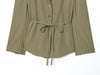 Spring and Autumn Women Notched Solid Color Casual Shoulder Pads Shirts Loose Long Pants Two Pieces Sets