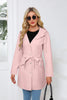 Spring Autumn Hooded Water-repellent Jacket with Belt Thin Casual Loose Trench Coat Women Windbreaker