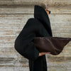 Edgy Stand Collar Woolen Women Coat Street Loose Long Sleeve Button Black Female Jacket Casual Autumn Winter Lady Outwear