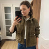 Green Faux Suede Jacket Women's Bomber Jacket Autumn Coats & Jackets Chic Elegant Pockets Long Sleeve Outerwear
