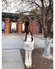Chic Women's Cotton Padded Jackt with Large Fur Collar Waist-Cinching Mid-Length Parkas Korean Warm Commute Outerwear