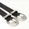 American Y2K Retro Rhinestones Belt Women Punk Hip Hop Rock Style Jeans Belts Black PU Leather Needle Buckle Belt