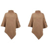 Autumn Winter Turtleneck Loose Women Pullover Shawl Cape Solid Color Knitted Long Tops Casual Sweater with Buttons