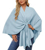 Elegant Shawl Wraps Soft Open Front Poncho Sweater Women Loose V-Neck Cape Casual Solid Color Soft Open Front Poncho Bat Shirt