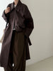 Women Coffee Brief Belted Big Size Long Trench Lapel Long Sleeve Windbreaker Tide Spring Autumn 1DJ3893