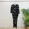 Balck Dot Printting Pleated Women's Dress V Collar Batwing Sleeve Mid-Length Mermaid Dresses 2DB6625