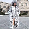 Cool Girls Faux Fur Coat Long Belted Leopard Print Fox Fur Outerwears Women Autumn Winter Thick Warm Soft Fluffy Overcoat