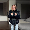 Shiny Belted Waist Jacket For Women Casual Detachable Hood Zipper Pockets Coat Lady Winter Chic Street Outerwear
