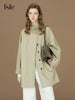 Womens British Trench Coat Contrast Cuff Stand Collar Heritage Workwear Style Pink Black Khaki Short Long Trench Coat