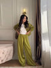Casual Coats Pants Sets Women Loose Long Sleeves Single Breasted Elastic Waist Knot Suits Female Spring Solid Set Lady