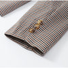 Women Checked Belt Jacket Shorts Set Retro Chic Full Sleeve Lapel Buttons Pockets Blazer Sets Lady Daily Commute Street Outfit