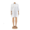 Elegant Women Big Swing Turn-down Neck Single Breasted Shirt Style Loose Smock Dress