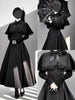 Gothic Y2K Lace Patchwork Black Midi Dress Women Japanese Splicing Lace Up Long Dress Sweet Lolita Bow Witch Anna Vestidos Mujer