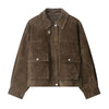 Vintage Turn-down Collar Suede Jackets Women Full Sleeve Breasted Pocket Coat Female Autumn Winter Chic Casual Wear