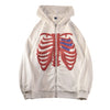 Y2K Gothic Butterfly Print Zip Up Women Hoodies Winter Grunge Skeleton Sweatshirt Casual Hooded Jacket Streetwear Hoodie
