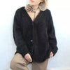 Women Knitted Thick Cashmere Wool Cardigan Chic V Neck Single Breasted Long Sleeve Sweater Fall Winter Coat Outwear