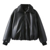 Women's Autumn Winter Clothes Solid Color Leather Thicken Warm Female Short Cotton Jacket 5C1437