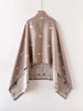 English: Bee Floral Print Open Front Shawl Wrap, Reversible Tassel Poncho Cape, Women Warm Throw Blanket Scarf for Daily Travel