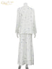 Loose Print Women's Two Pieces Set Elegant Long Sleeve Blazer With High Waist Maxi Skirt Set Female Streetwear