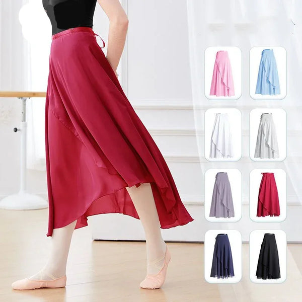 Chiffon Ballet Tutu Dance Skirt Dance Skate Wrap Scarf Gymnastics Ballerina Lyrical Long Ballet Skirt Ballet Dance Dress Women