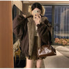 Winter Double Sided Wearable Plus Velvet Thick Warm Loose Women Parka Coats Fleece Hooded Casual All-match Cotton Padded Jackets