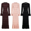 Spring And Autumn Elastic Knitted Round Neck Slim Fit Metal Sheet Long Sleeved Women's Dress