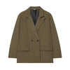 Women's Blazer Office Lady Long Sleeve Double-breasted Mid-length Casual Suit Coat Elegant Simple Stylish Outerwear