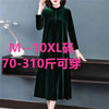 Women's Korean version Fat mm350 jin Golden Velvet Dress Female Spring and Autumn Knee Length Mom's Wide Wife Dress