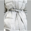 Warm Glossy Hooded Lace-up Cotton Coats Winter Female Casual Zipper Bottons Belted Overcoat Women's Solid Streetwear