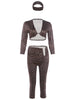Sexy 3 Piece Set Woman Polka Dot Print Headscarf+Low-Neck Full Sleeve Tops+Metal Buckle Crop Pants Streetwear