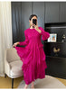 Royal Blue Pleated French Women's Dress Chic Ruffled Irregular Tie Design Long Sleeve Clothing 2DB3939