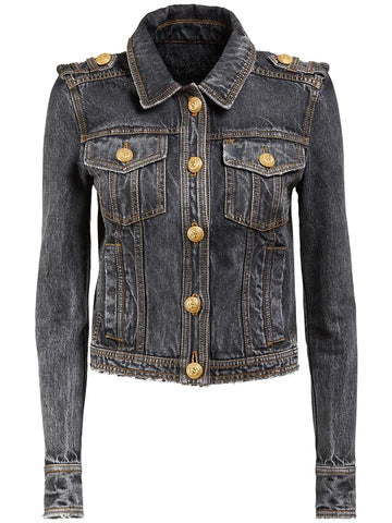 High Street F/W Designer Women's Lion Buttons Stone Wash Denim Jacket