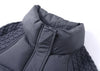 Women Stand Collar Knit Spliced Cotton Puffer Vest Drawstring Hem Loose Quilted Waistcoat Autumn Winter Casual Outerwear