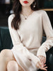 Round Neck Cashmere Dress Women's Long Pullover Sweater Autumn Winter Knitted Knee-Length Pure Wool Dress JJ396