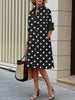 Women's Polka Dot Lapel Shirt Dress Spring Long Sleeves Loose Elegant Urban Casual Office Midi Dresses