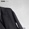 Women's Autumn Winter Black Slim Wool Coat Casual Solid Long Sleeve Pocket Elegance Blazer Overcoat Ladies