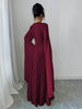 Women Elegant Floor Length Dress Pleated Long Sleeve O Neck Solid Middle East Style Evening Dresses For Party