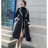Women White Long Woolen Coat Autumn Winter British Hepburn Style Thicken Slim Double-Breasted Woolen Coat Women Outwear