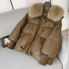 Winter Warm Goose Down Jackets Removable Fur Collar Puffer Jackets Women Thick Female Streetwear White Duck Down Jacket Coat